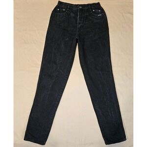 Vintage Women's 90s Black Denim Rocky Mountain Jeans Rockies Bareback Size 13/14